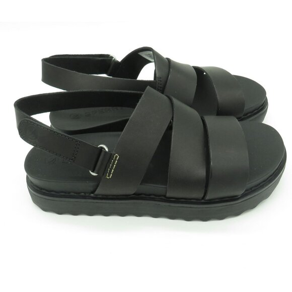 Sperry Womens Black Strappy Platform Sandals Adjustable Ankle Strap 6 NEW - Picture 8 of 8